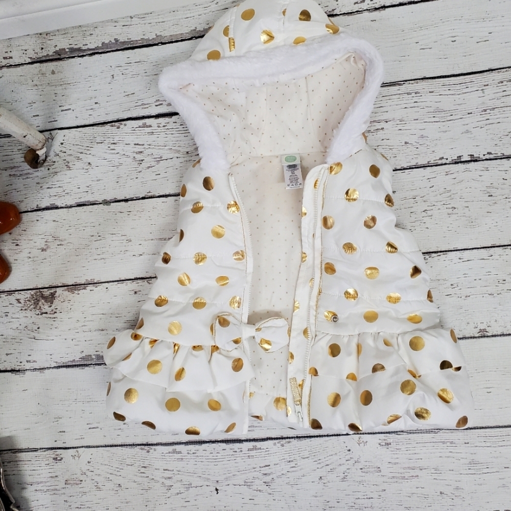 Little Me Girls puffy sleeveless Hoodie vest  18 months